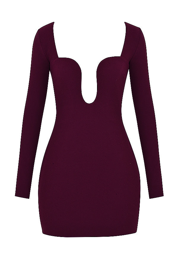 Robe corset coupe profonde Merlot