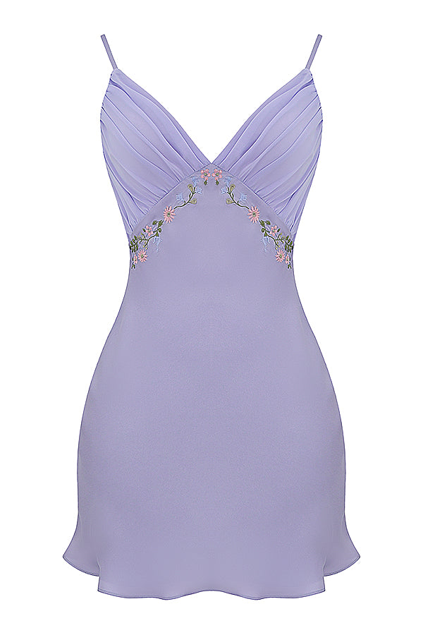 Mini-robe lavande brodée