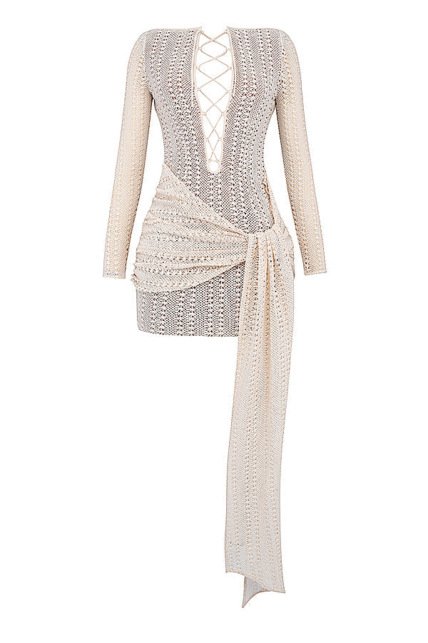 Robe en maille naturelle avec lacets
