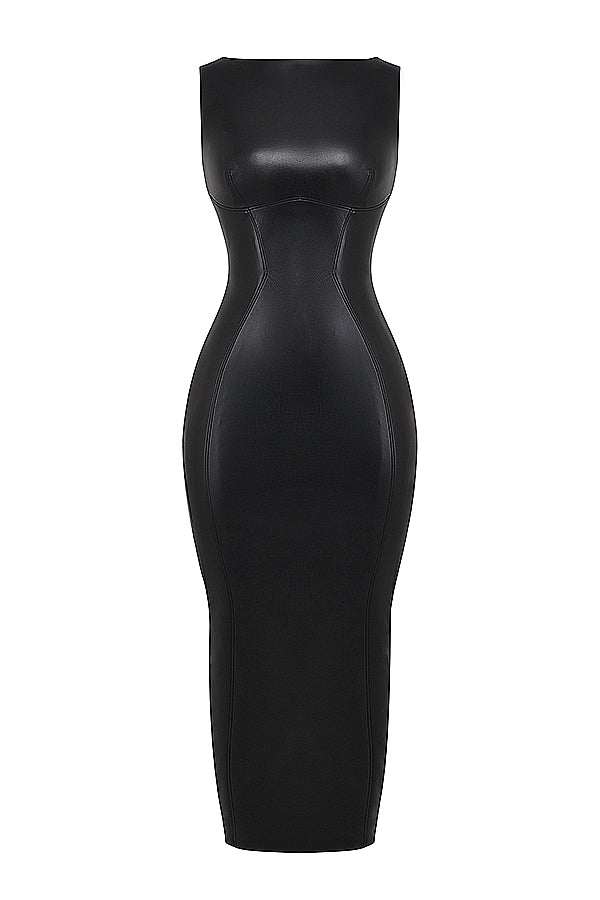 Robe longue en cuir de luxe