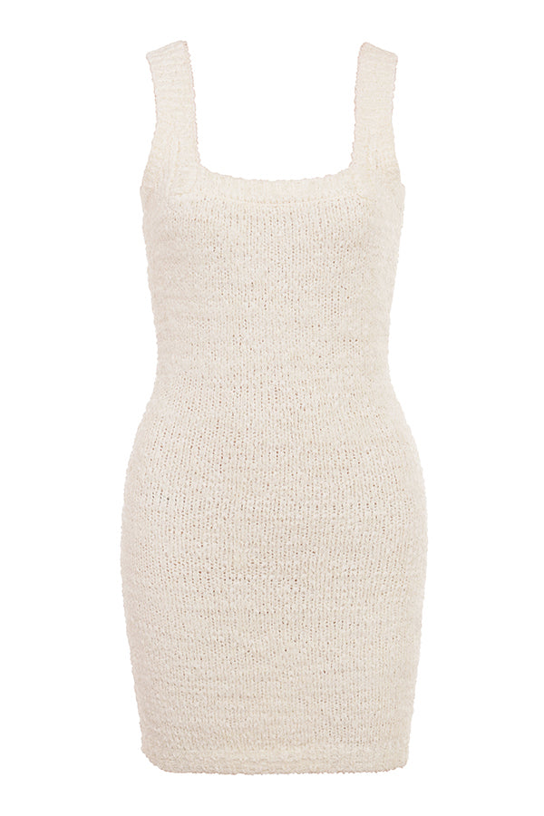 Mini-robe en maille chenille cràme