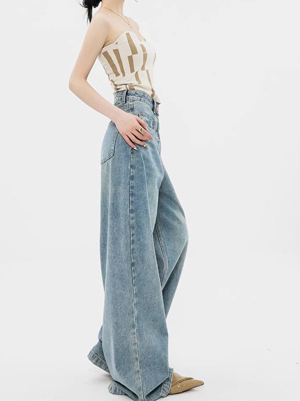 Jean taille haute à jambes larges