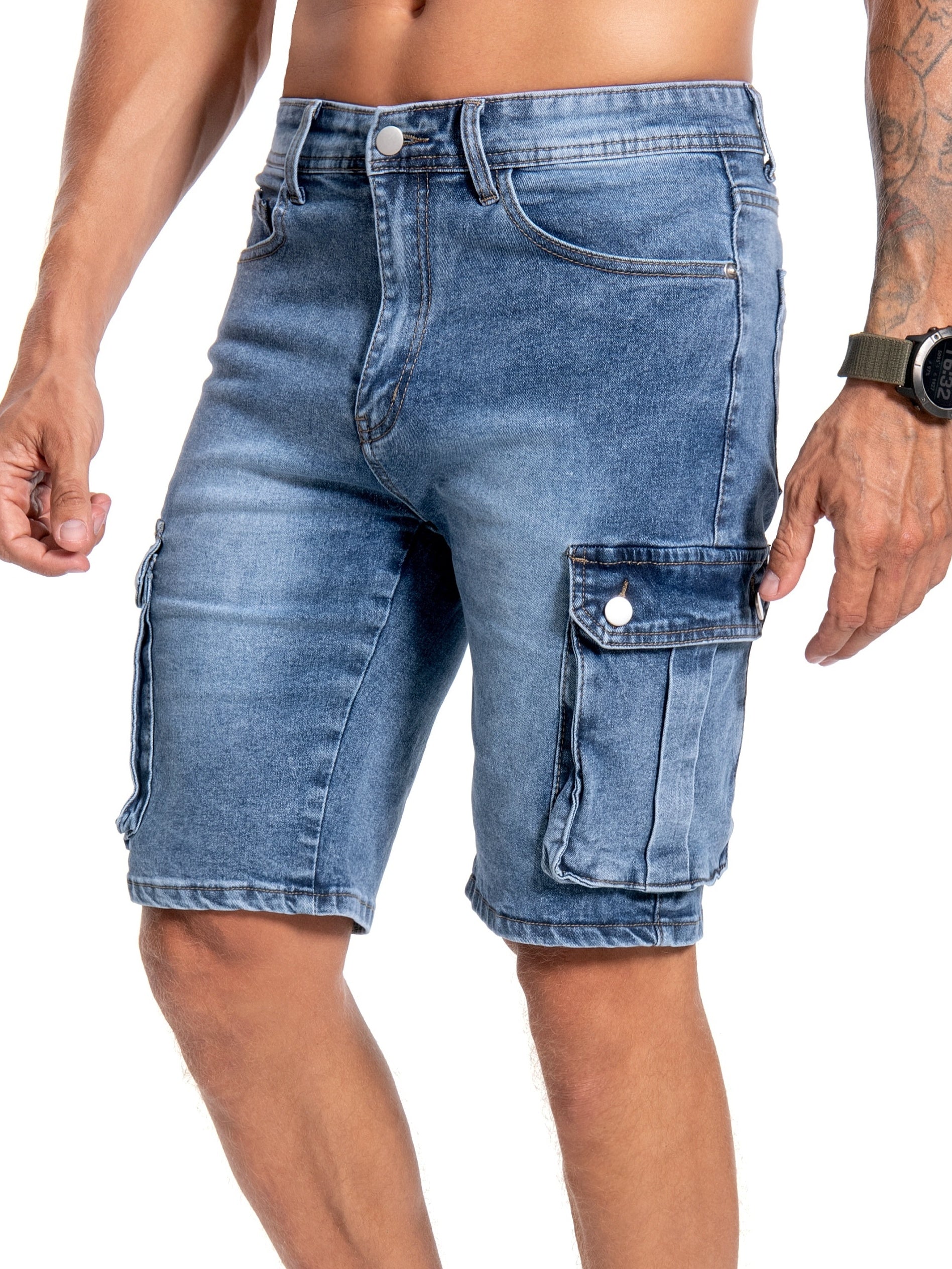 Short en denim stretch moyen pour homme