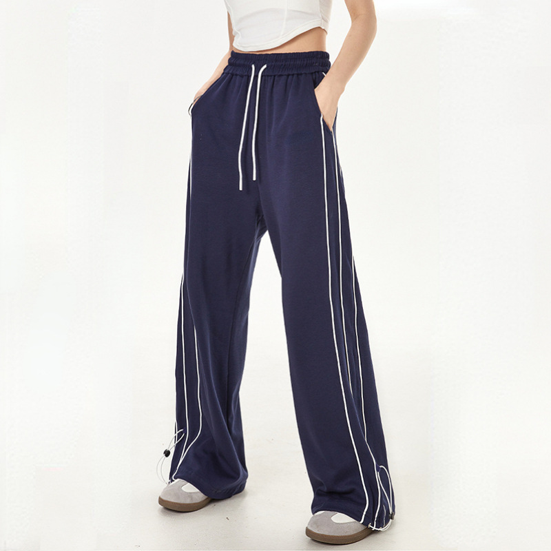 Pantalon de sport ample à taille haute et jambes droites