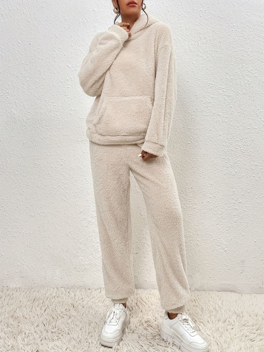 Tops Teddy avec capuche et pantalons longs et chauds