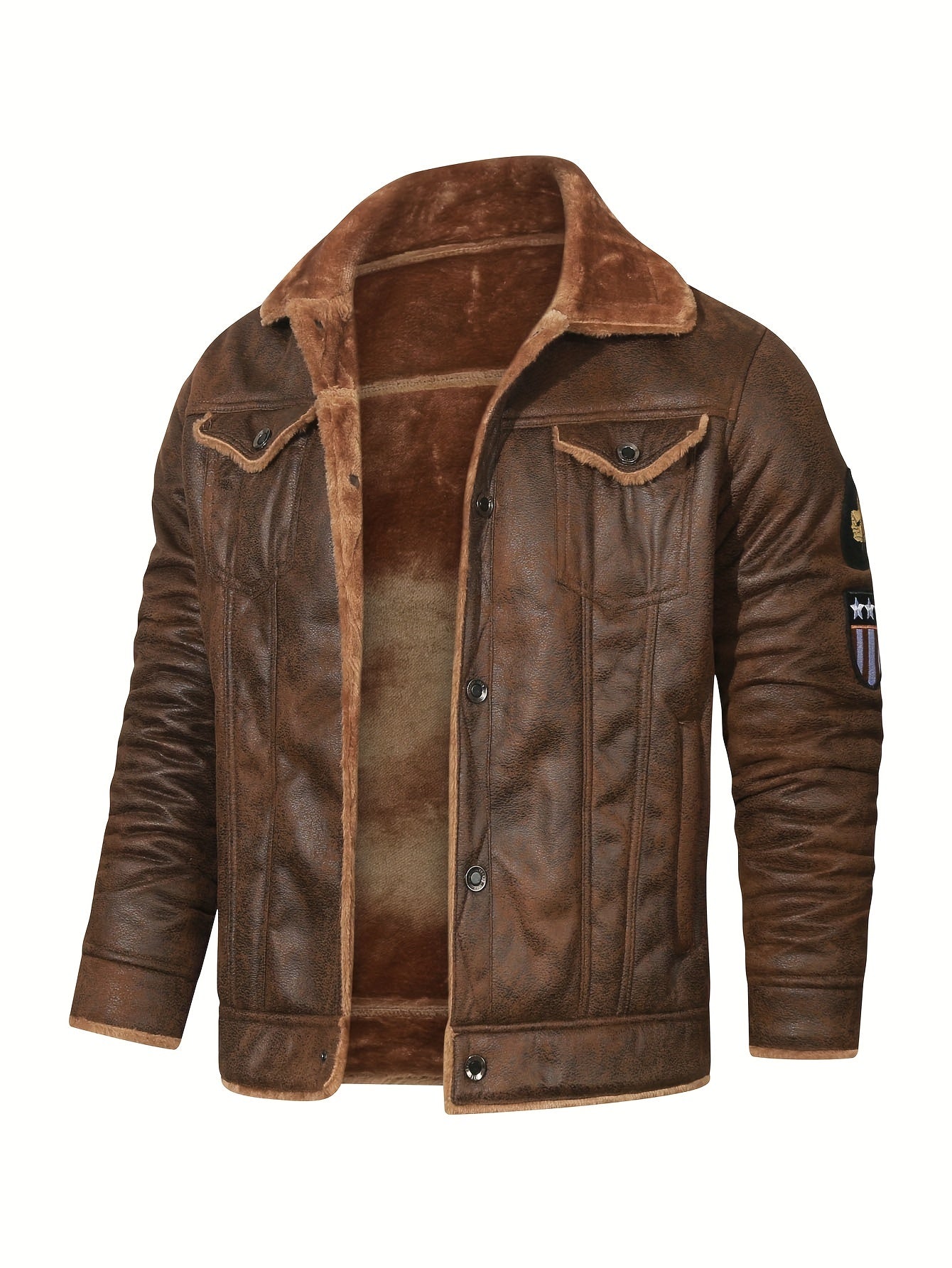 Veste polaire en simili cuir pour homme