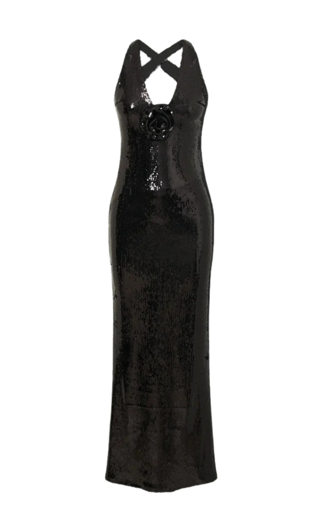 Robe longue ? sequins avec symbole de roses