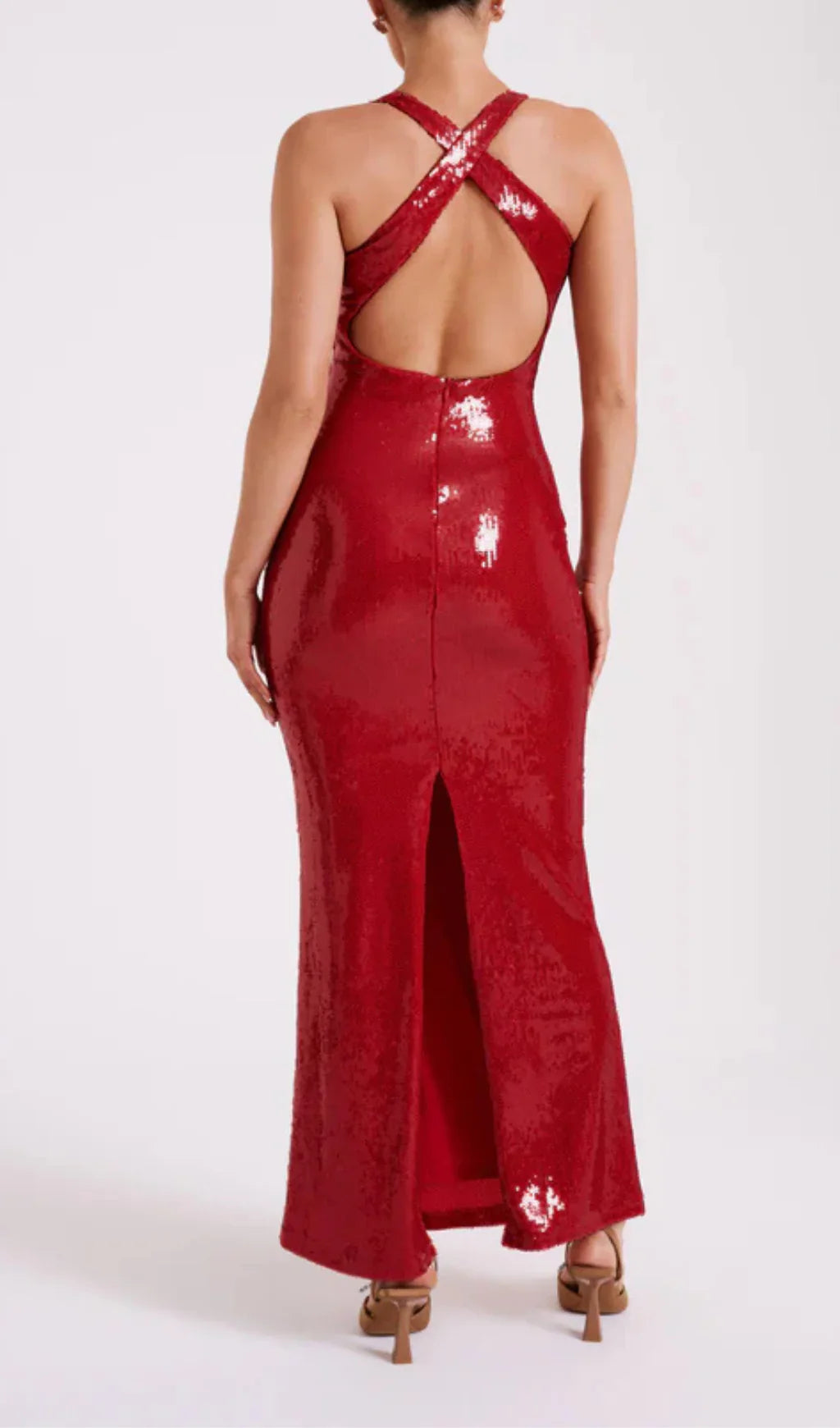 Robe longue ? sequins avec symbole de roses
