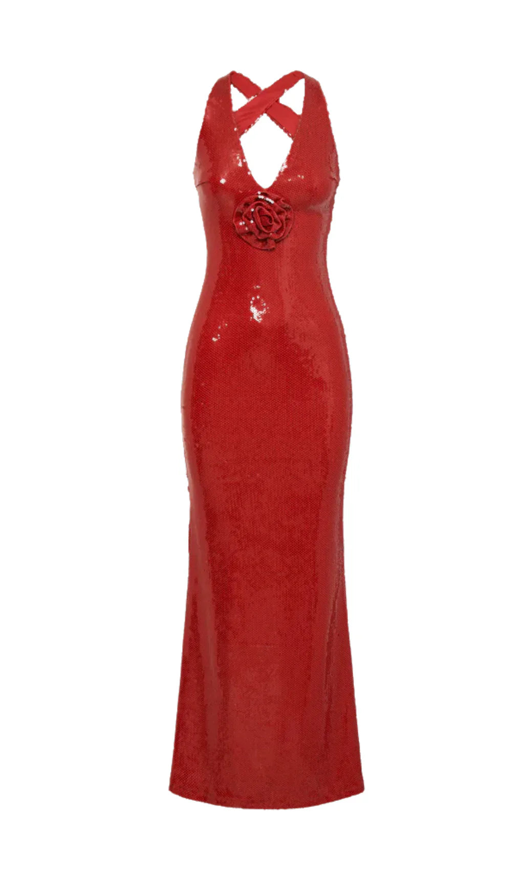 Robe longue ? sequins avec symbole de roses