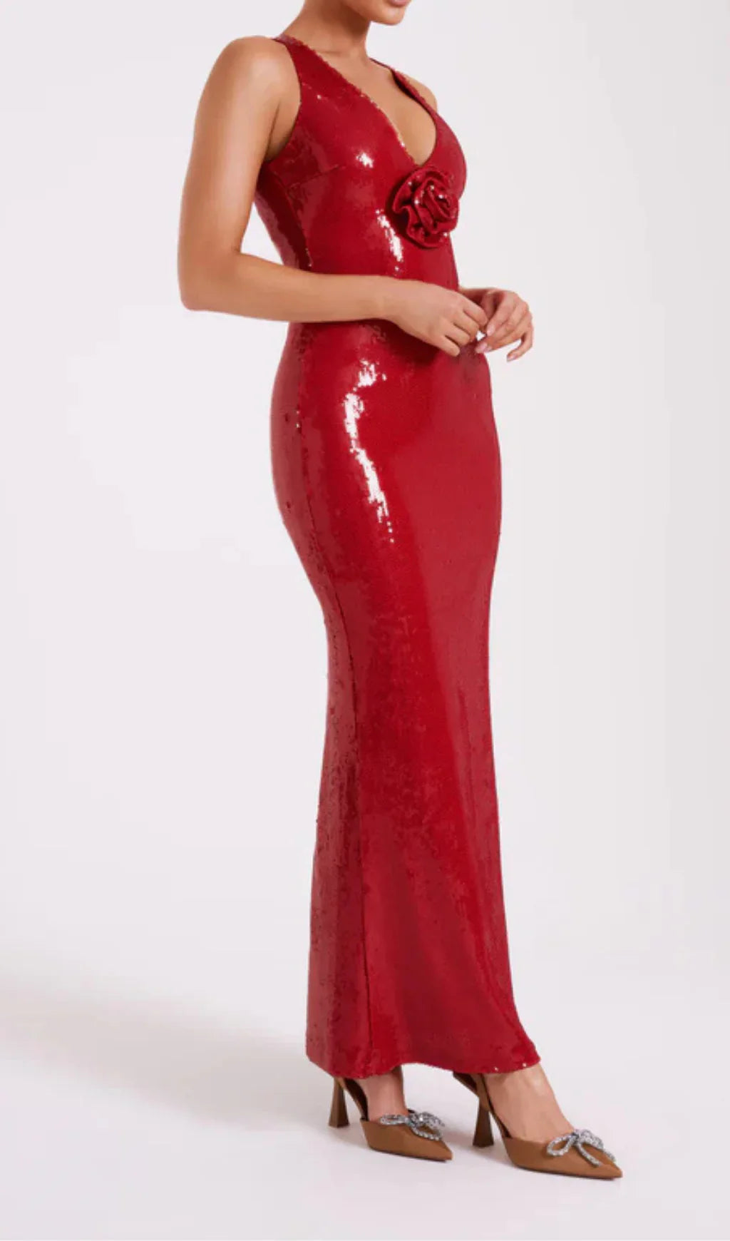 Robe longue ? sequins avec symbole de roses