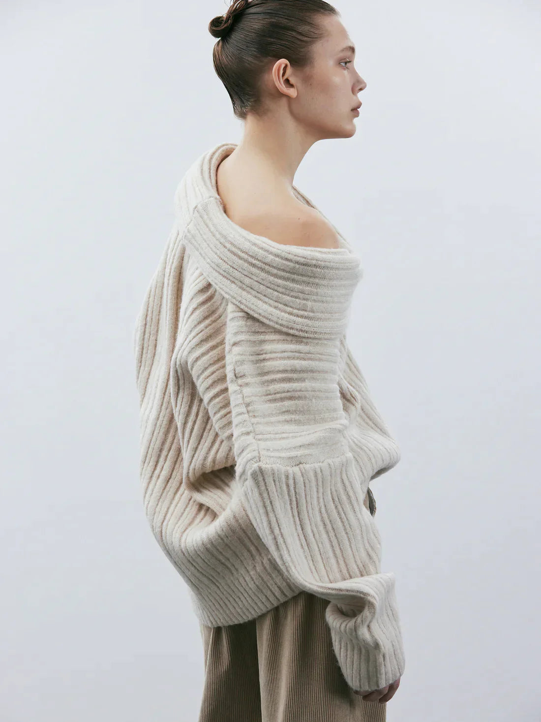 Pull tricoté oversize à roulis haut