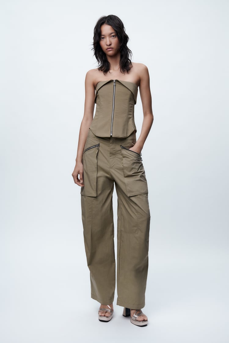 Ensemble bustier zippé et pantalon
