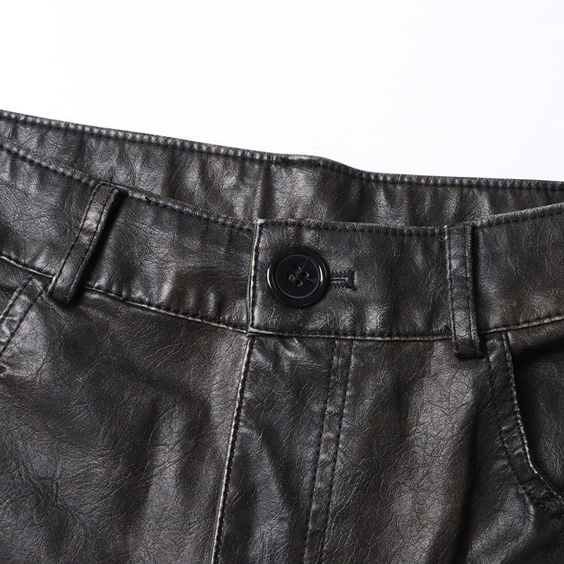 Pantalon ample en cuir