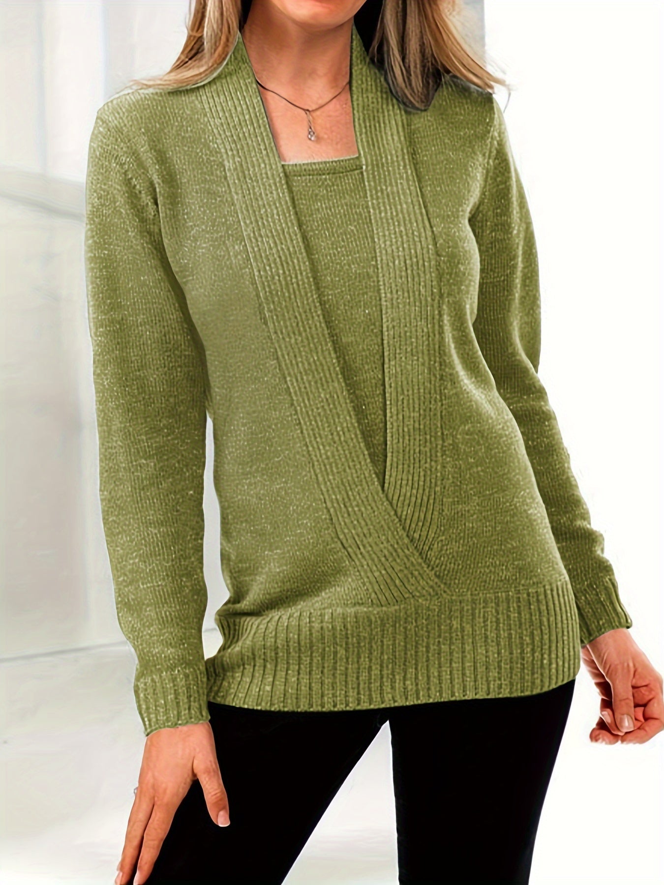 Pull polyvalent en tricot côtelé pour femme