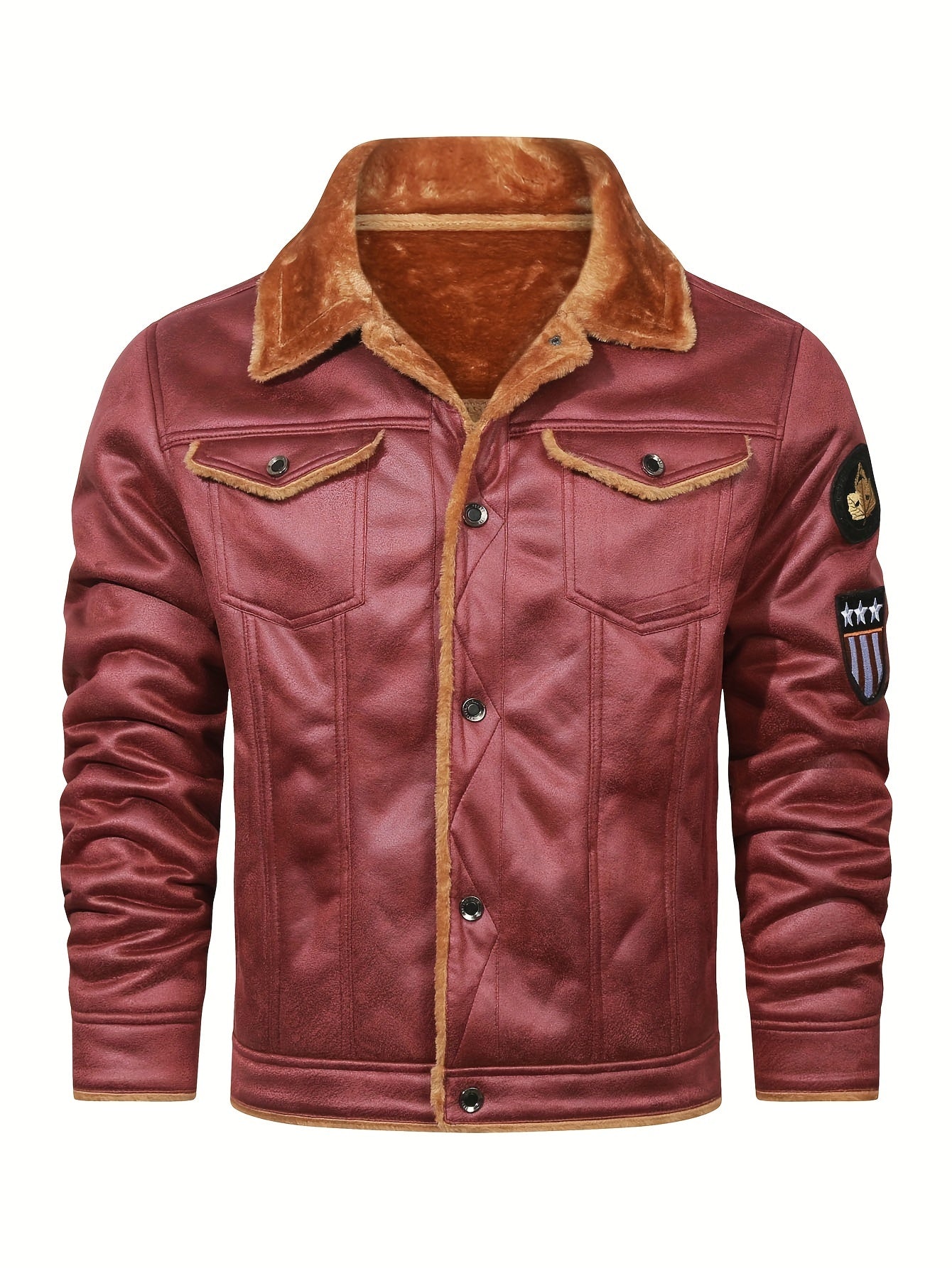 Veste polaire en simili cuir pour homme