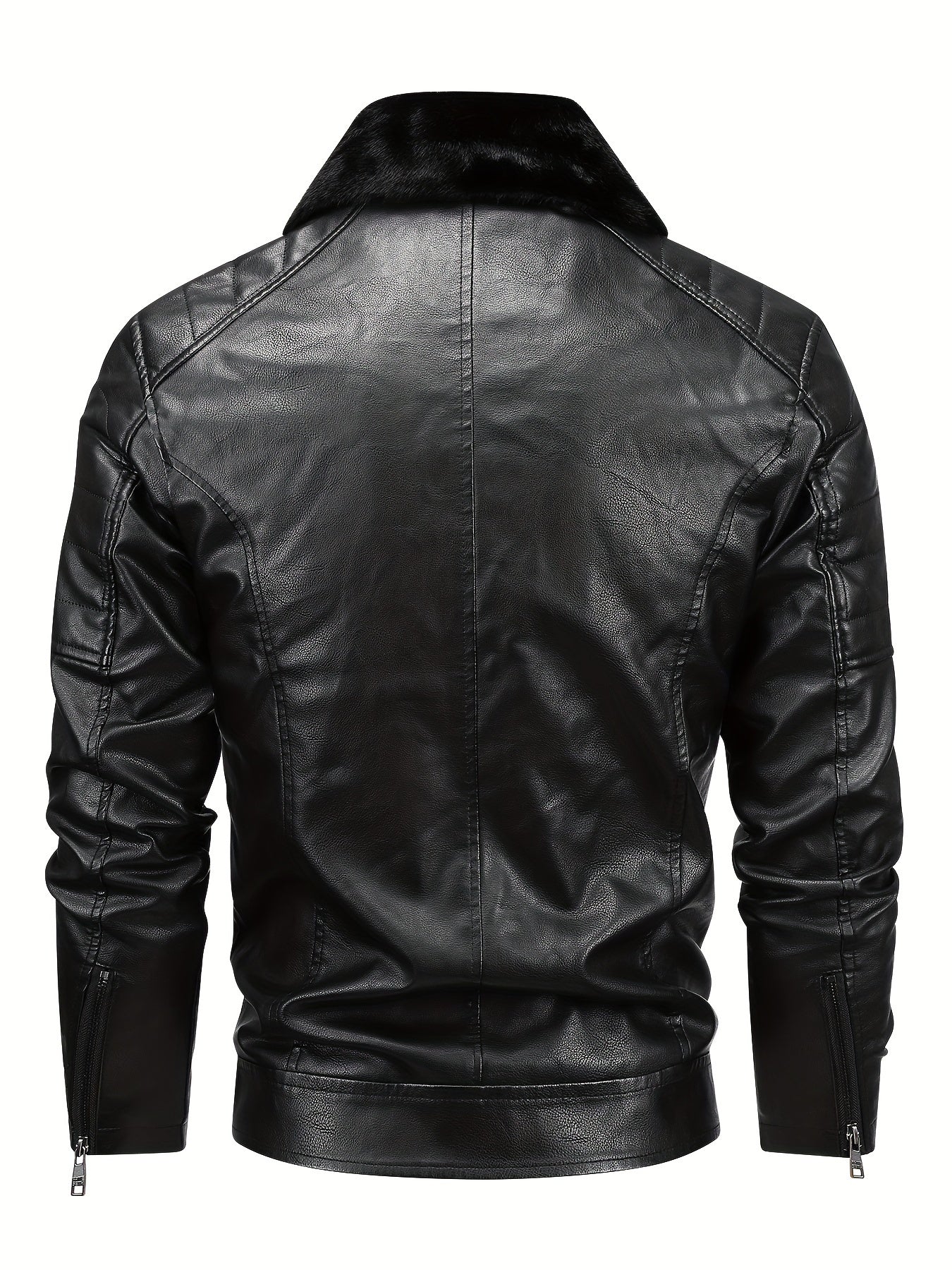 Veste polaire en cuir noir