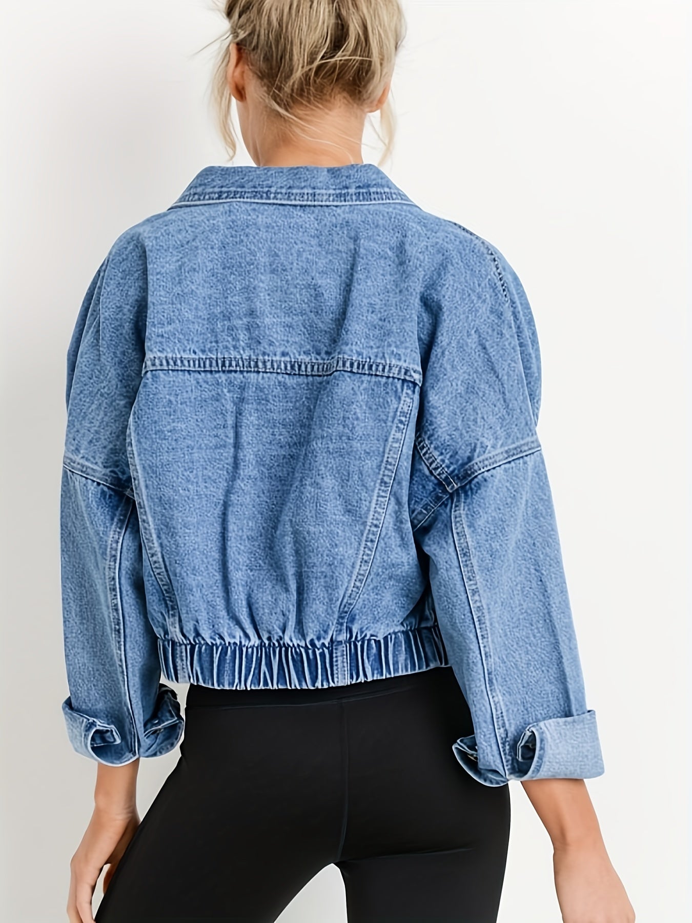 Vestes en jean bleu à revers courts