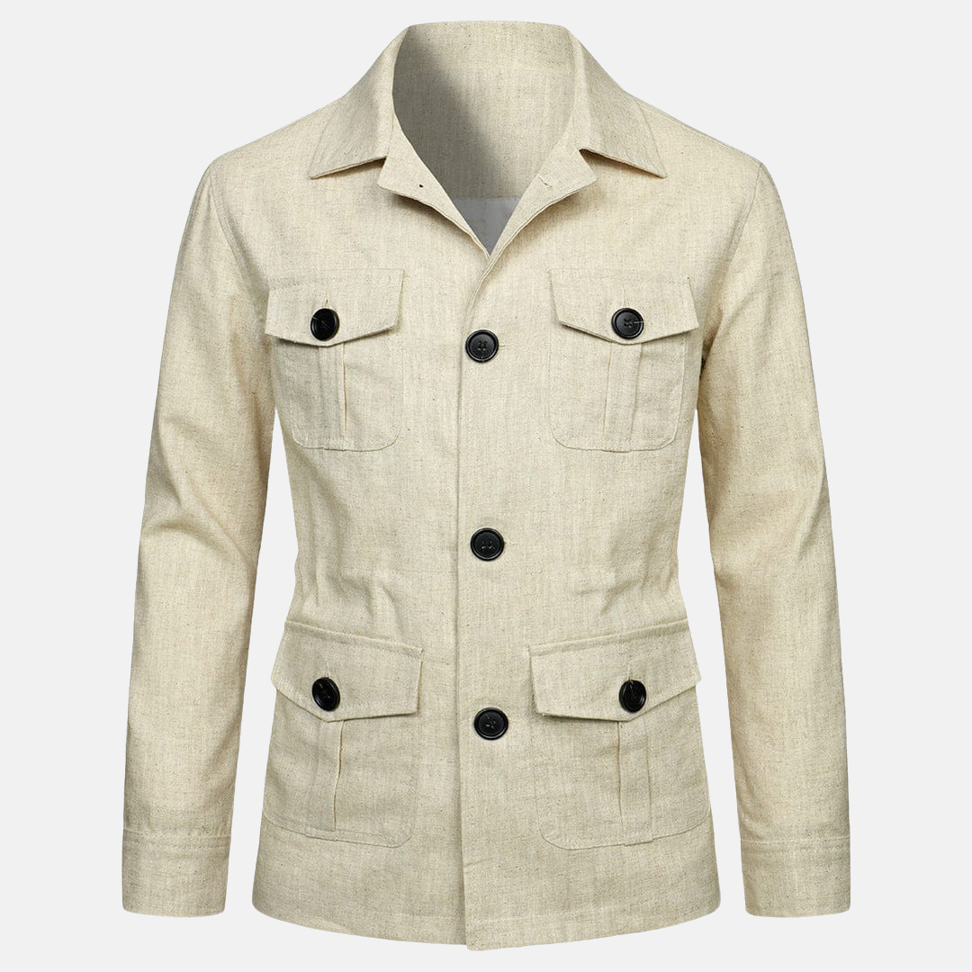 Veste en lin à plusieurs poches