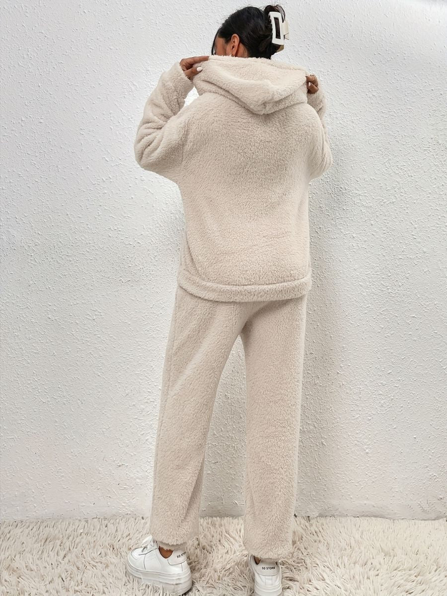 Tops Teddy avec capuche et pantalons longs et chauds