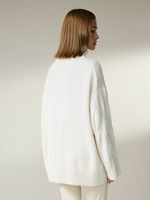 Pull blanc en maille ample pour femme