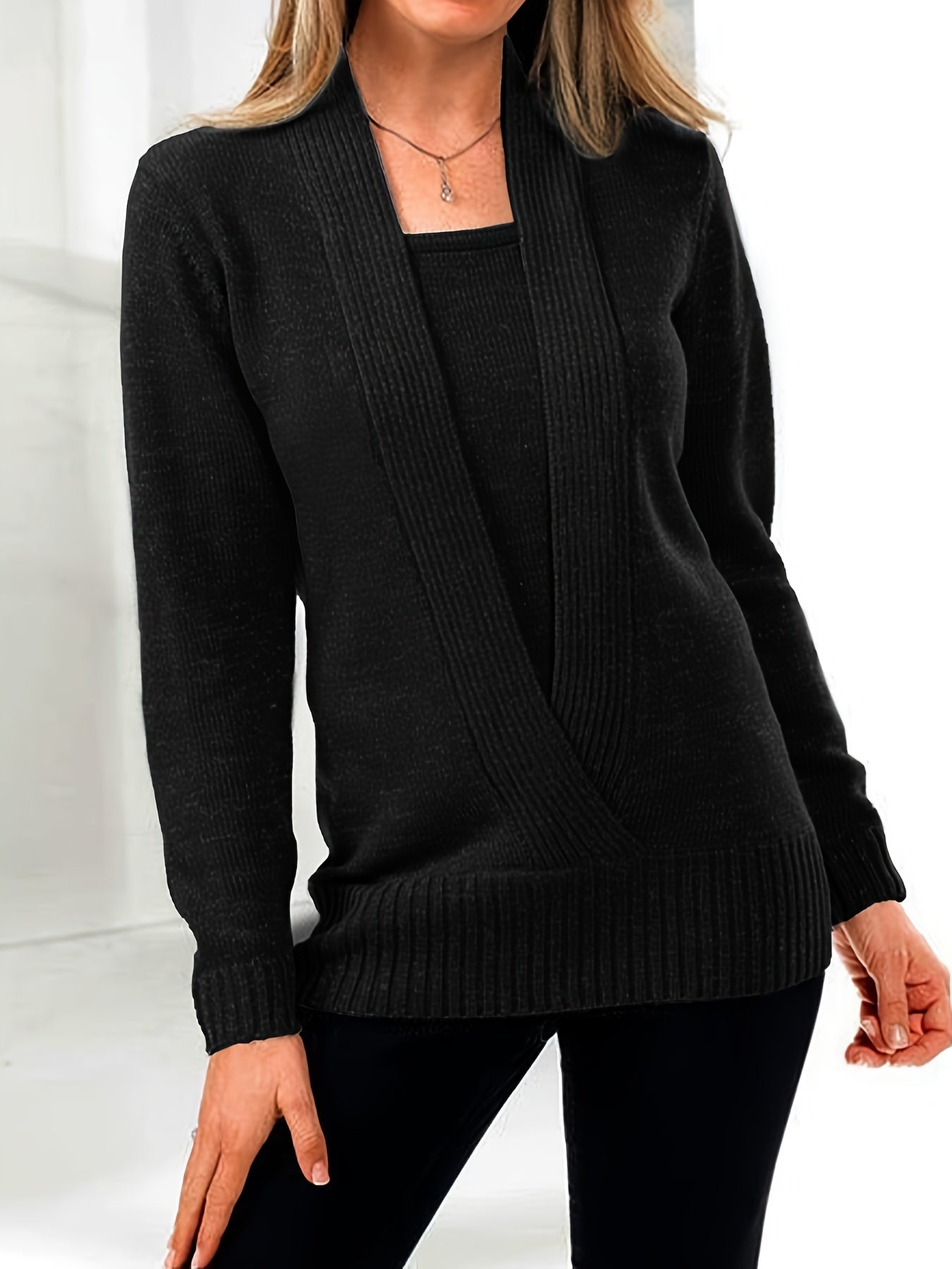 Pull polyvalent en tricot côtelé pour femme
