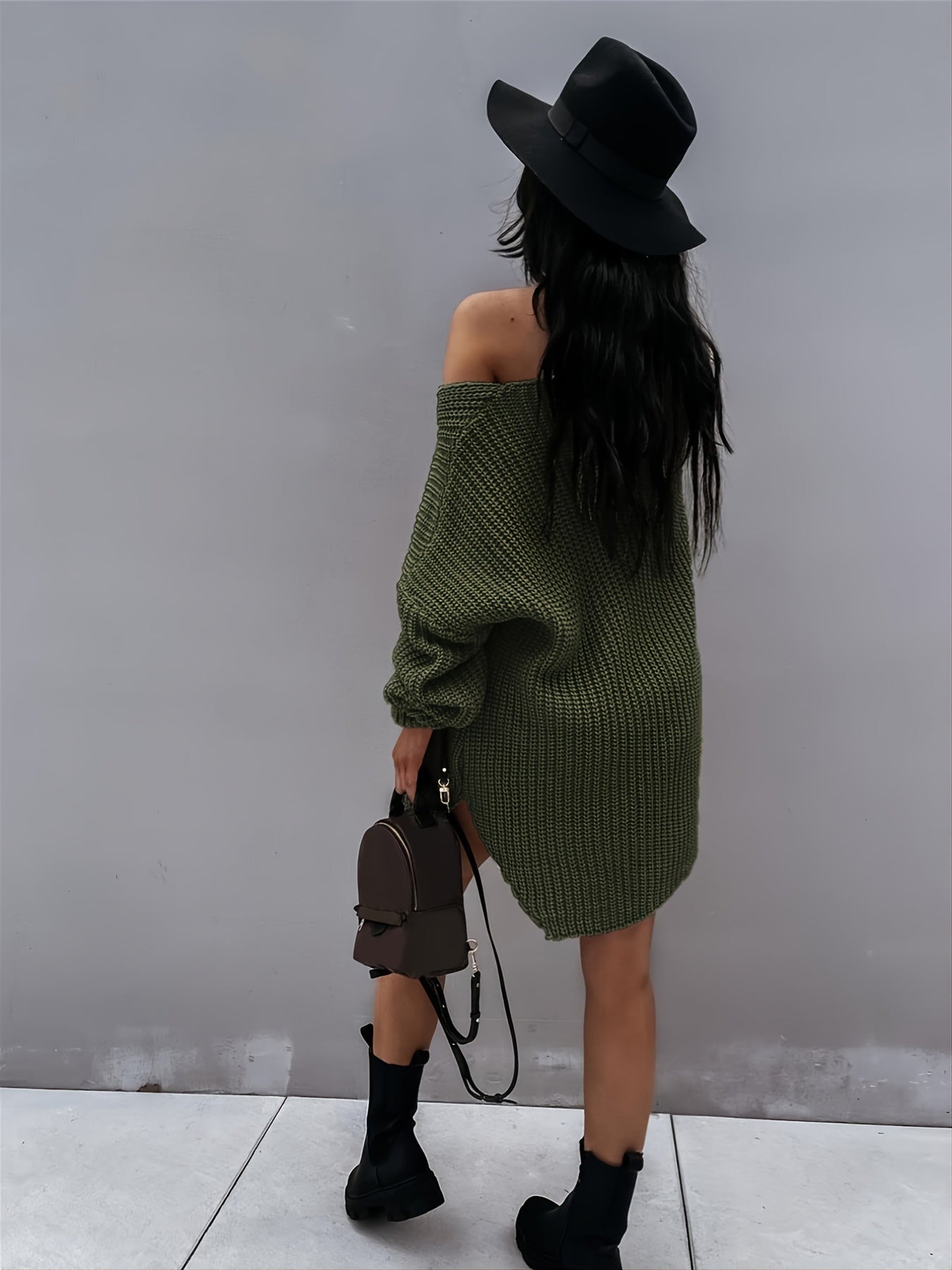Pull en maille à col V et manches lanterne