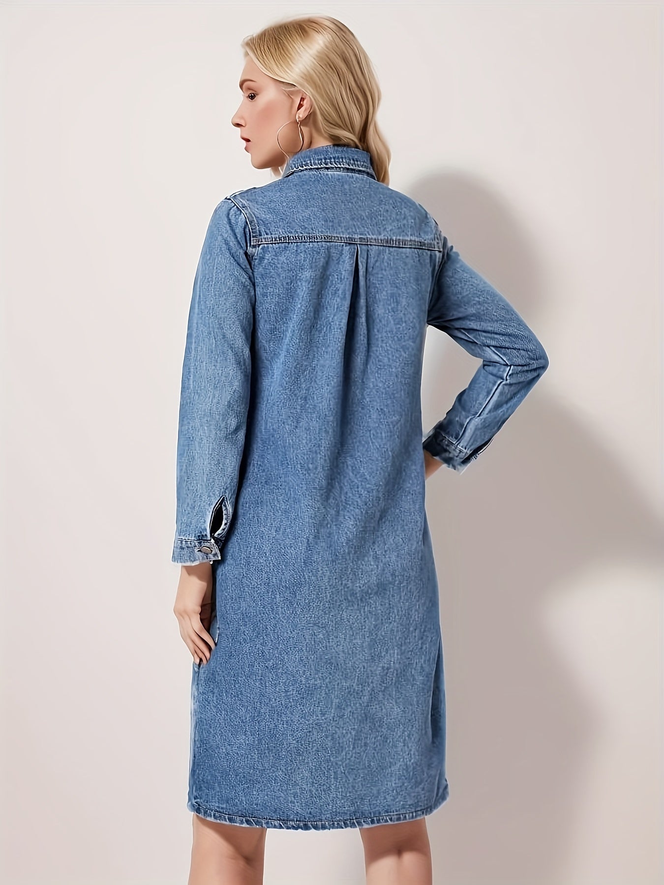 Robe longue en jean à revers