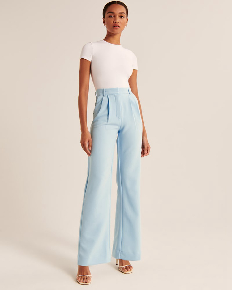 Pantalon décontracté taille haute à jambes larges pour femme