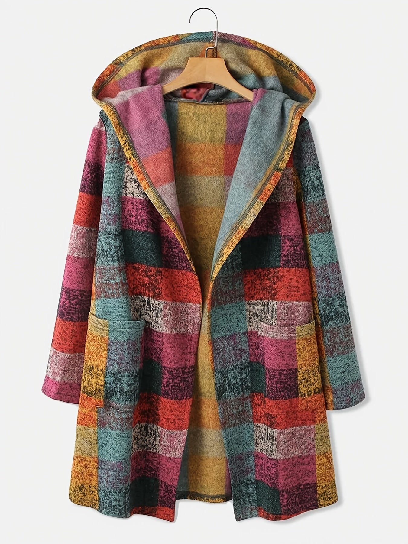 Cardigan bloc coloré avec capuche