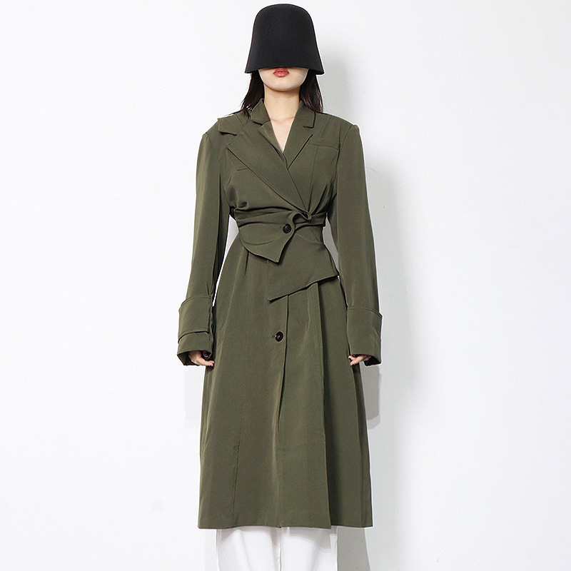 Manteau long vert foncé