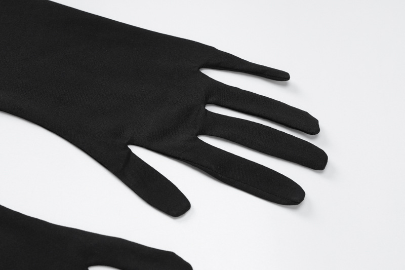 Robe fourreau rose noir avec col licou, col en V, lacets et gants