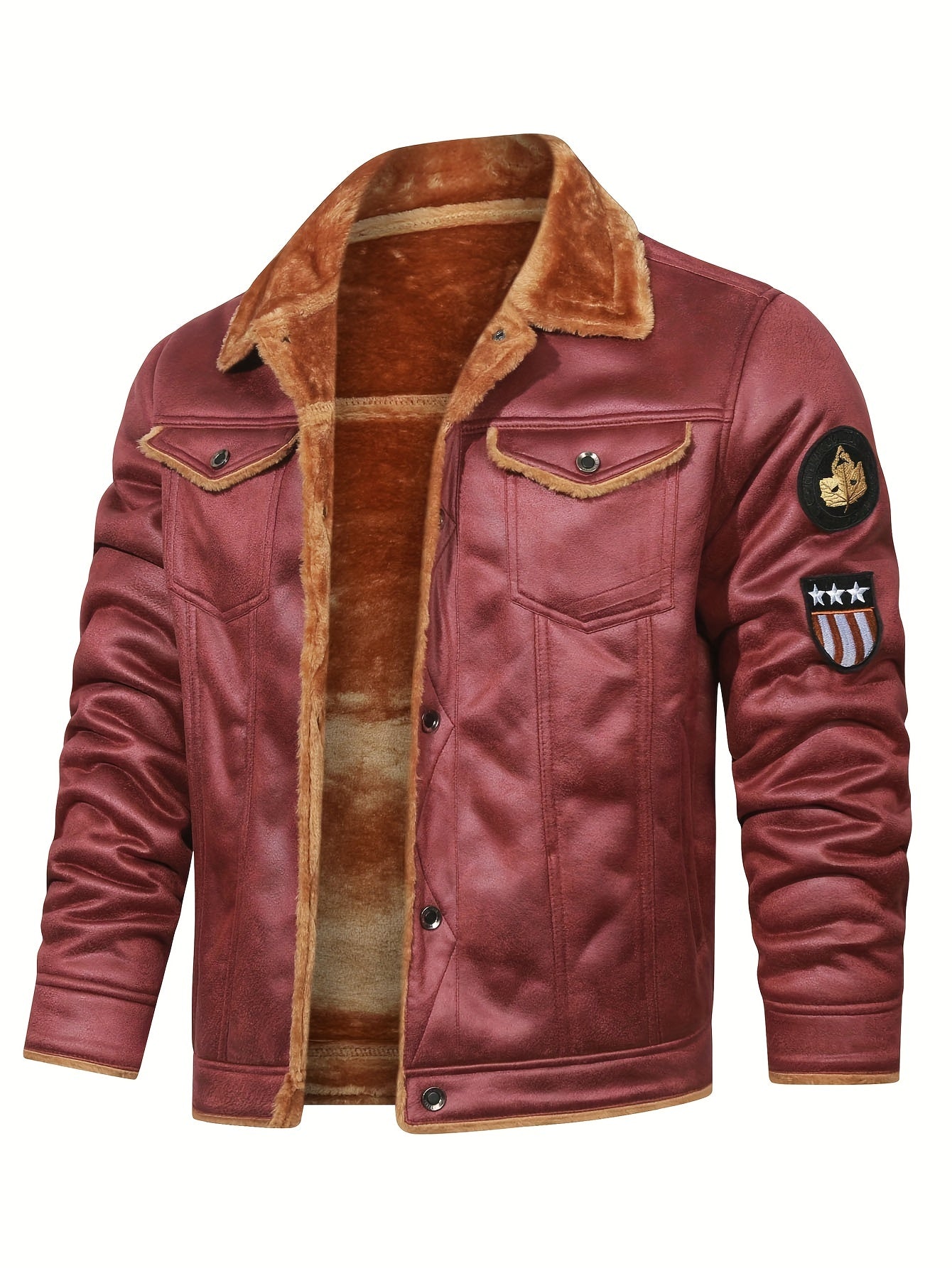 Veste polaire en simili cuir pour homme