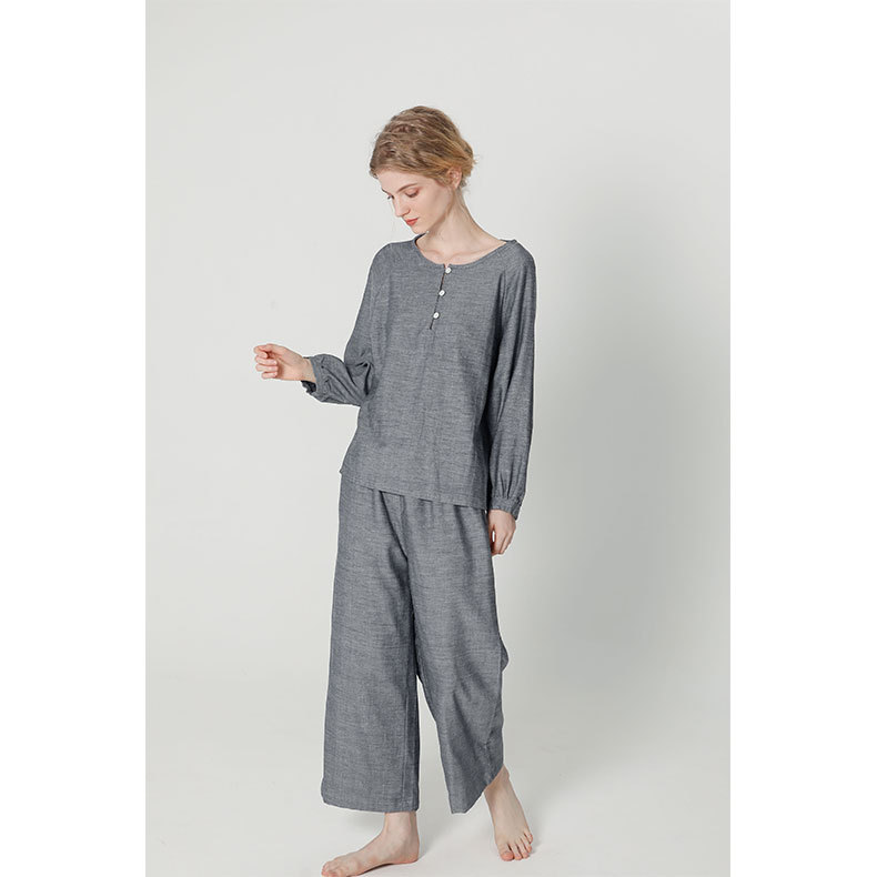 Ensemble t-shirt et pantalon style denim en maille double épaisseur pour femme