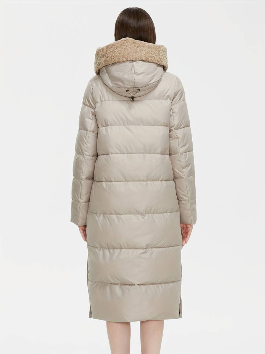 veste longue duveteuse avec fermeture éclair