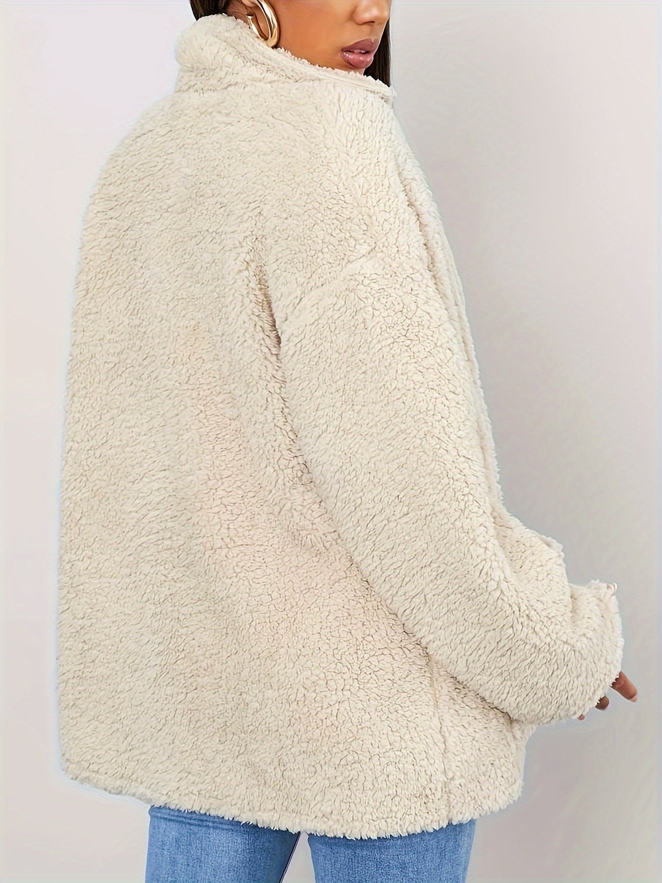 Manteau peluche chaud beige