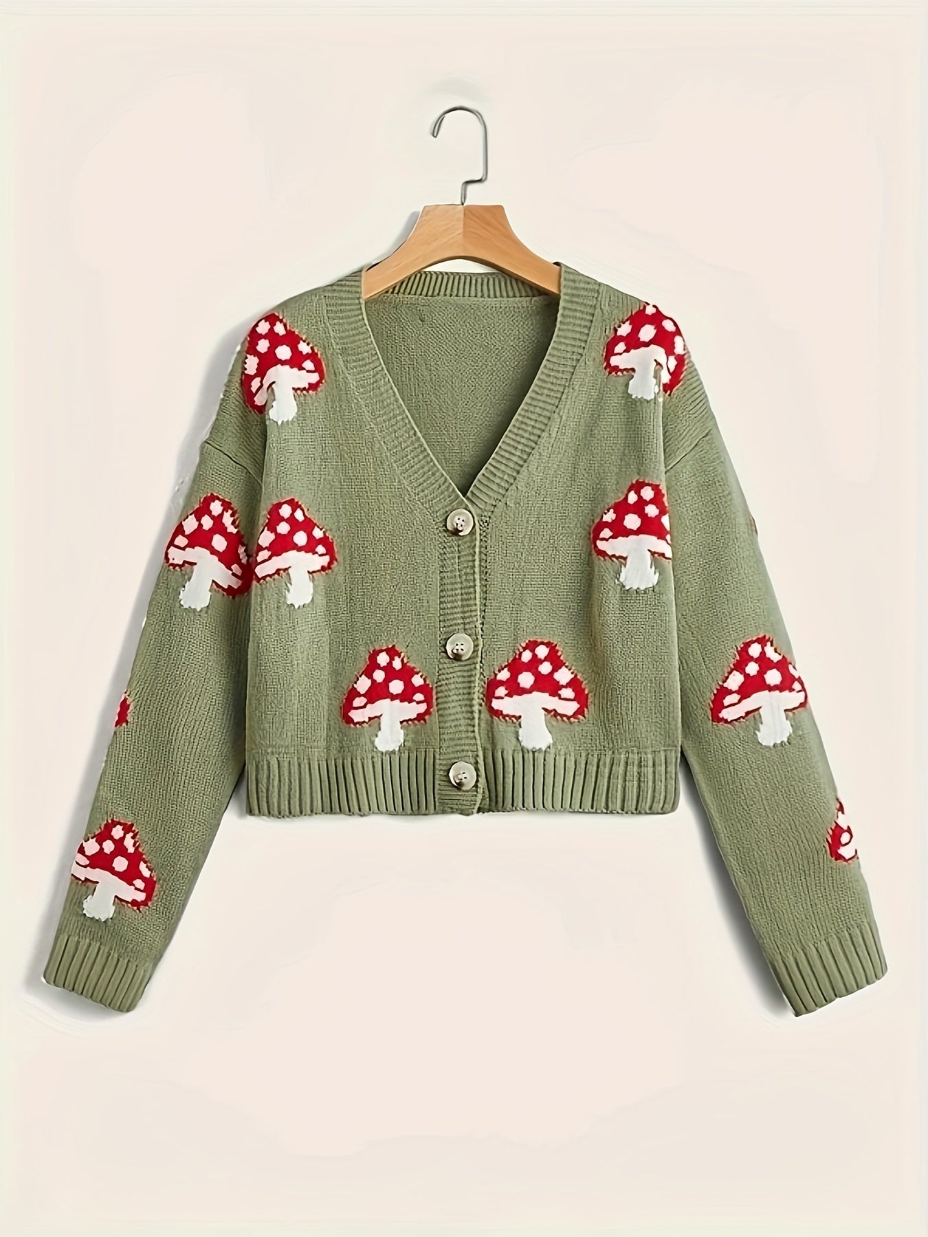 Cardigan avec fermeture boutonnée et motif champignon