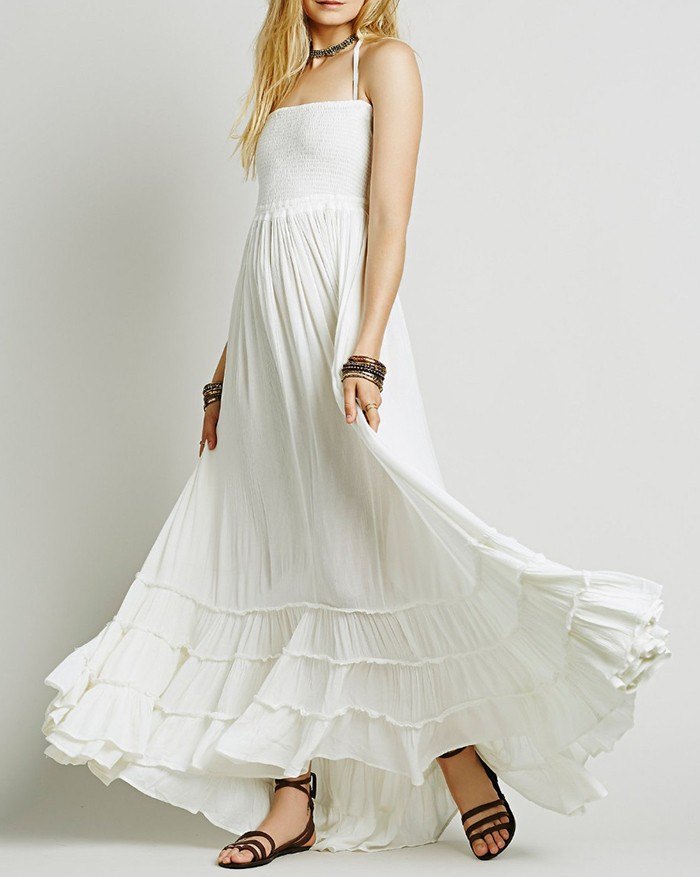 Robe longue Halter Swing Beach avec dos nu