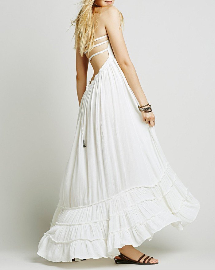 Robe longue Halter Swing Beach avec dos nu