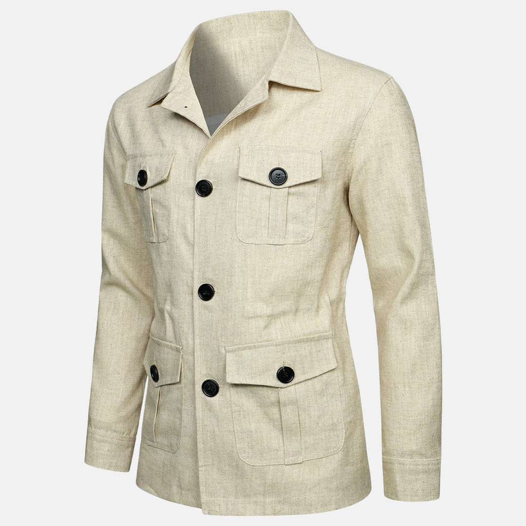 Veste en lin à plusieurs poches