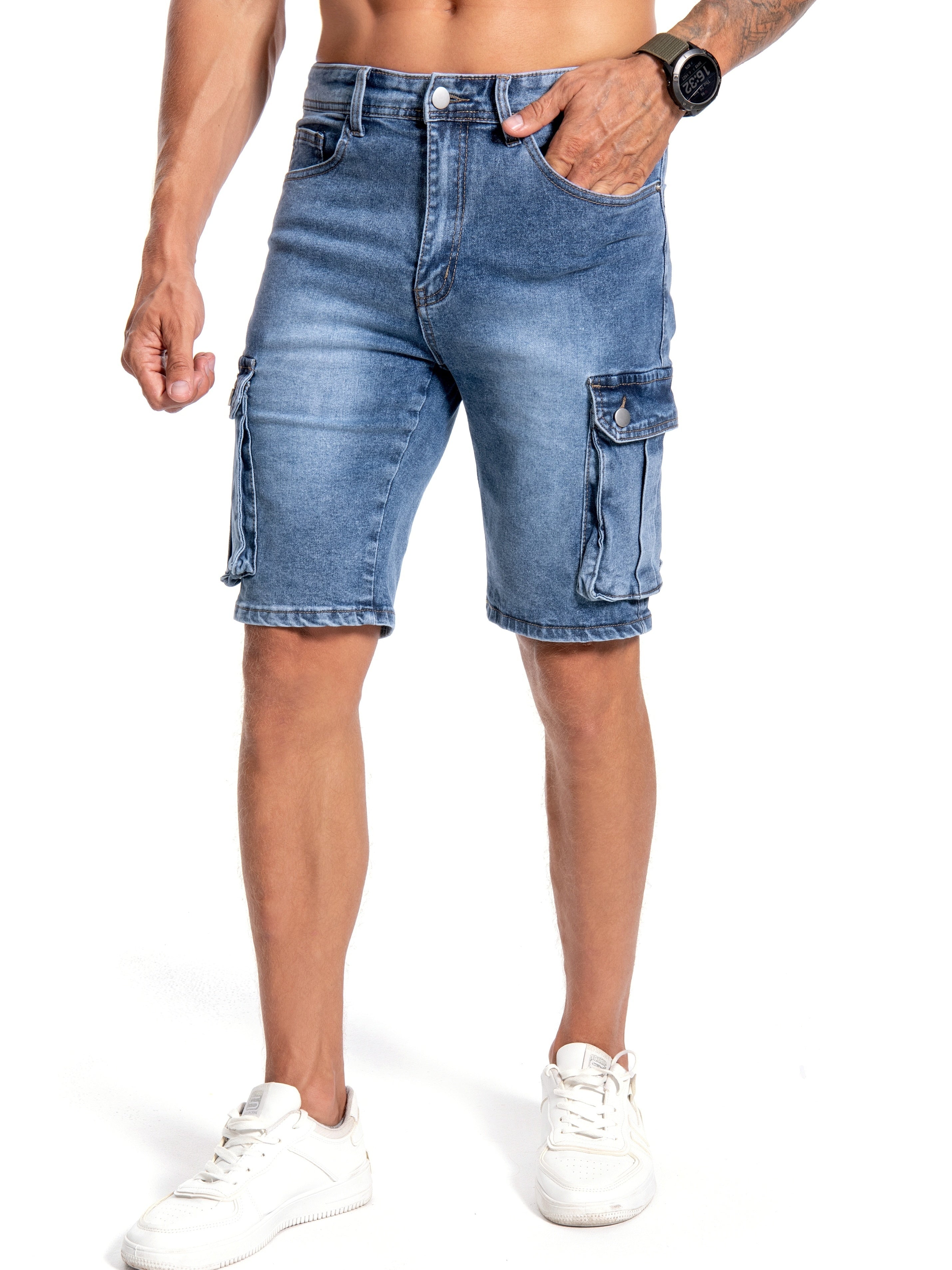 Short en denim stretch moyen pour homme