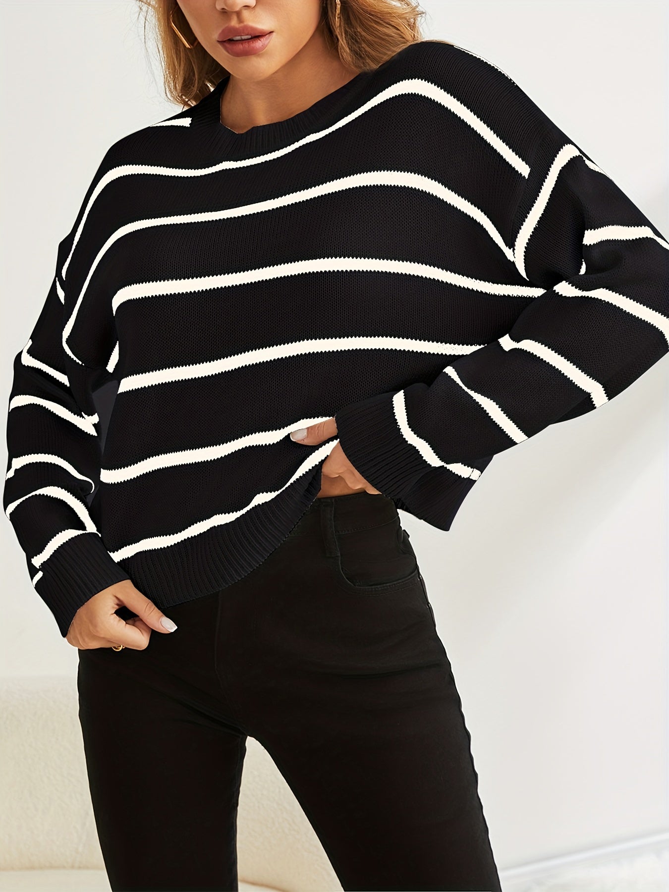 Pull en maille rayé