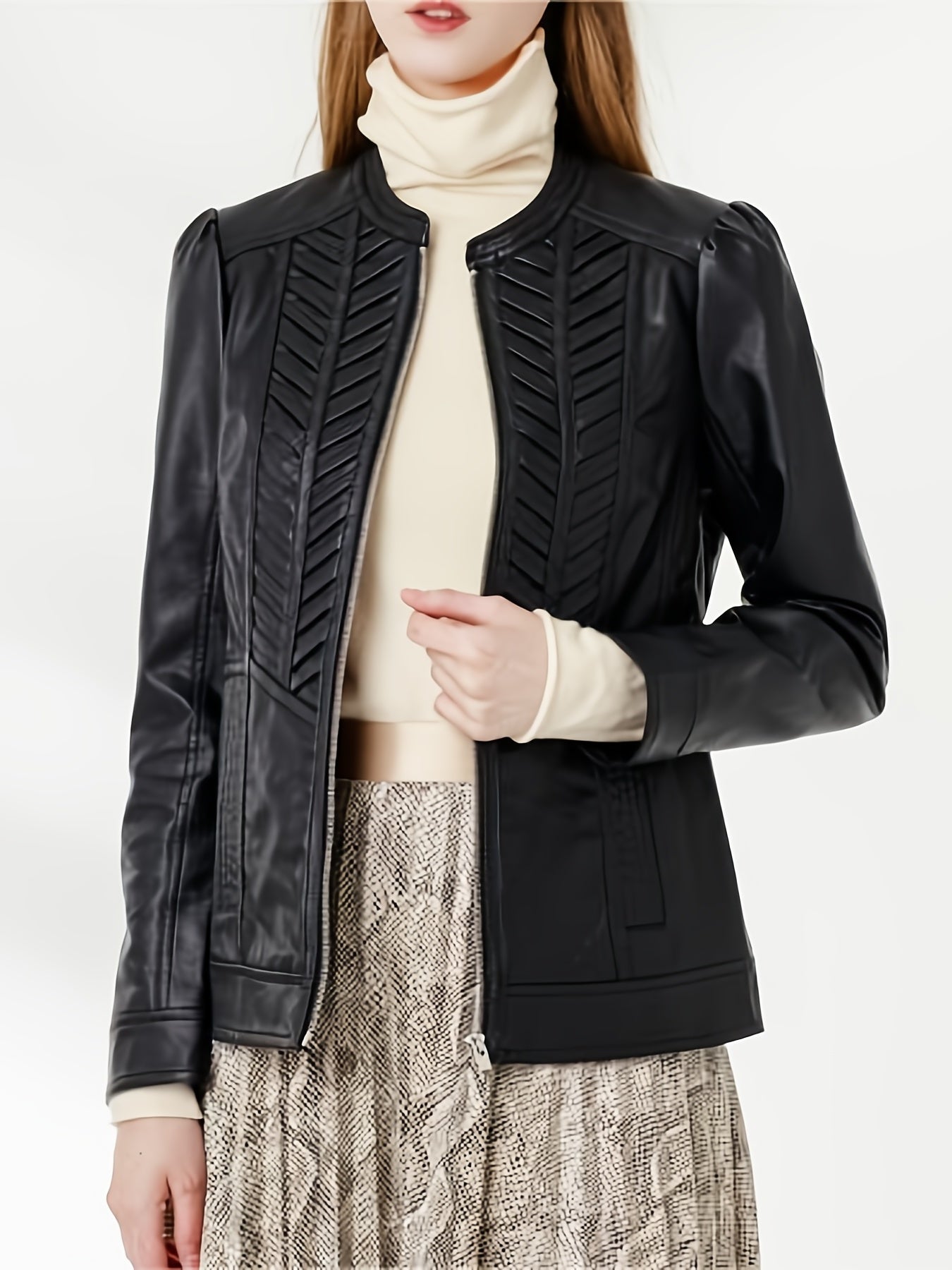 Veste structurée en cuir noir