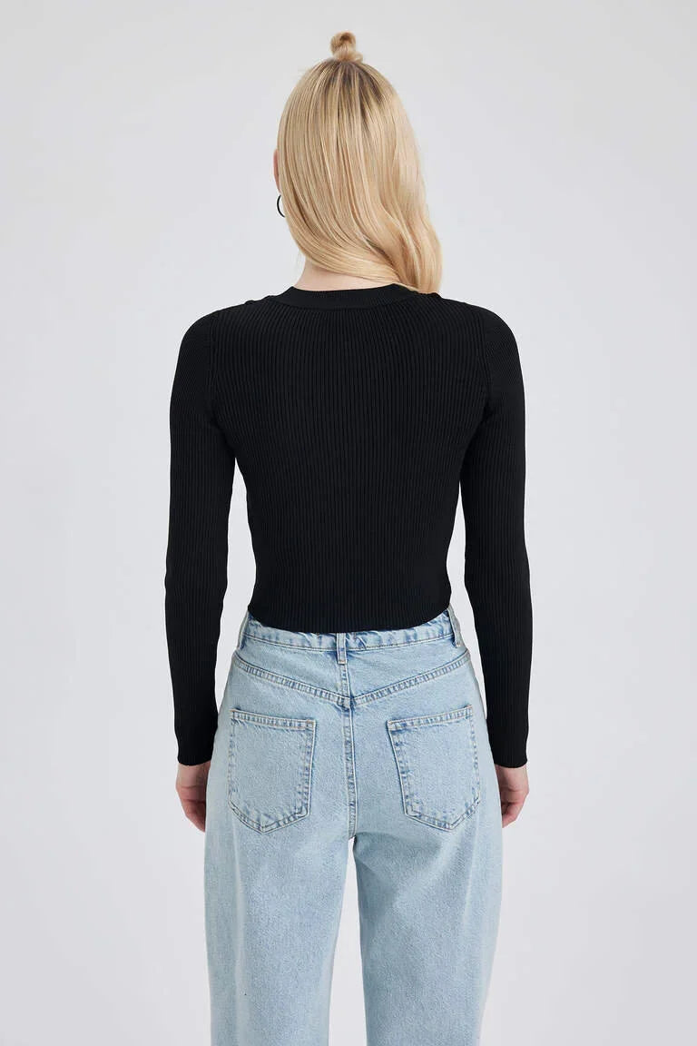Pull coupe slim en maille à col rond