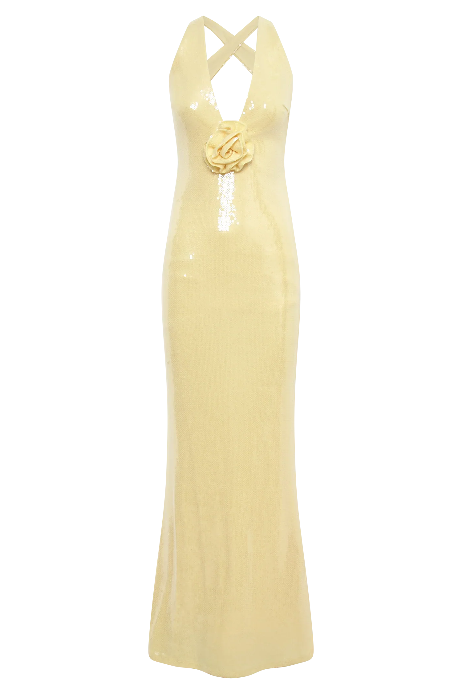 Robe longue ? sequins avec symbole de roses