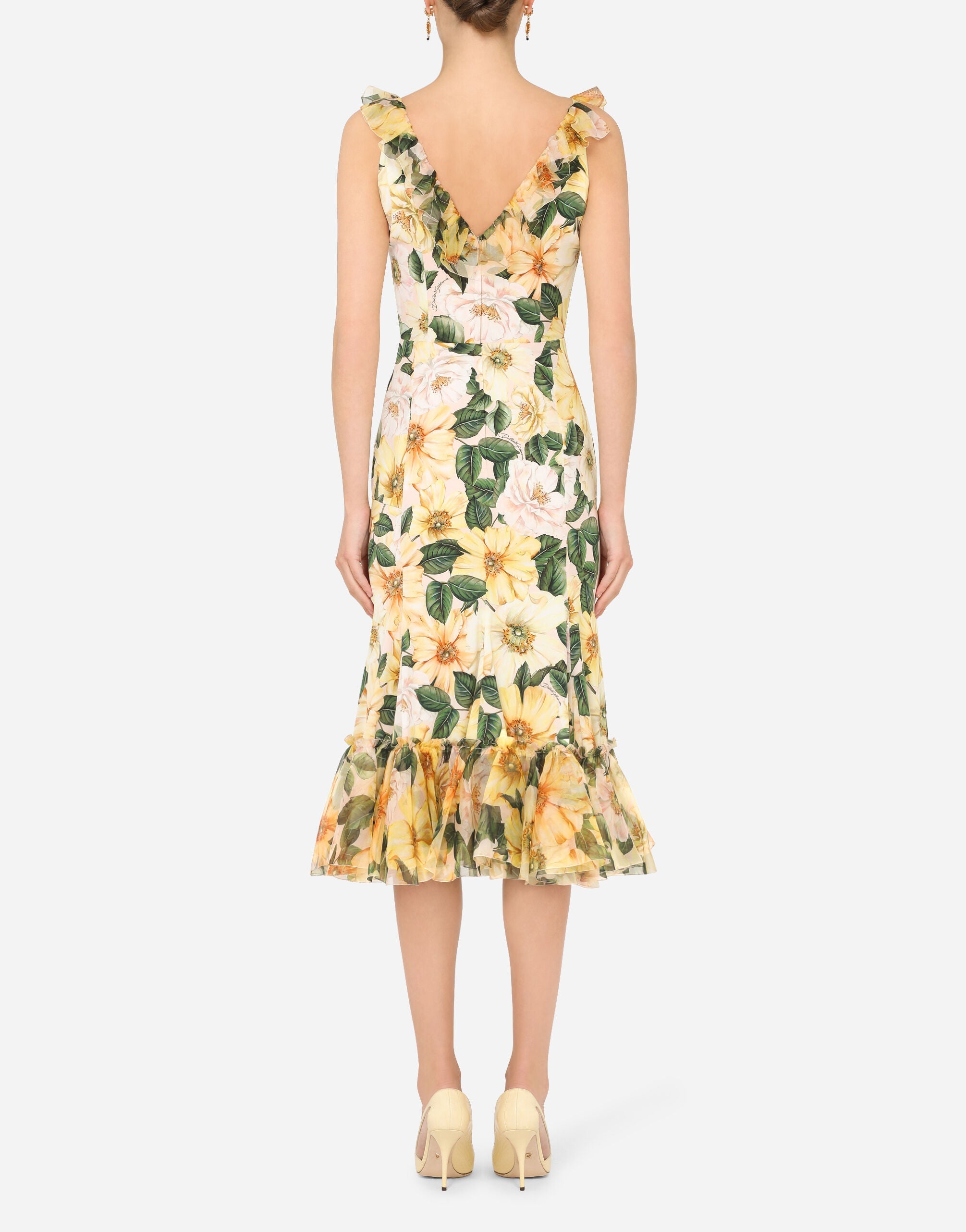 Robe midi ? imprimé fleuri et queue de poisson