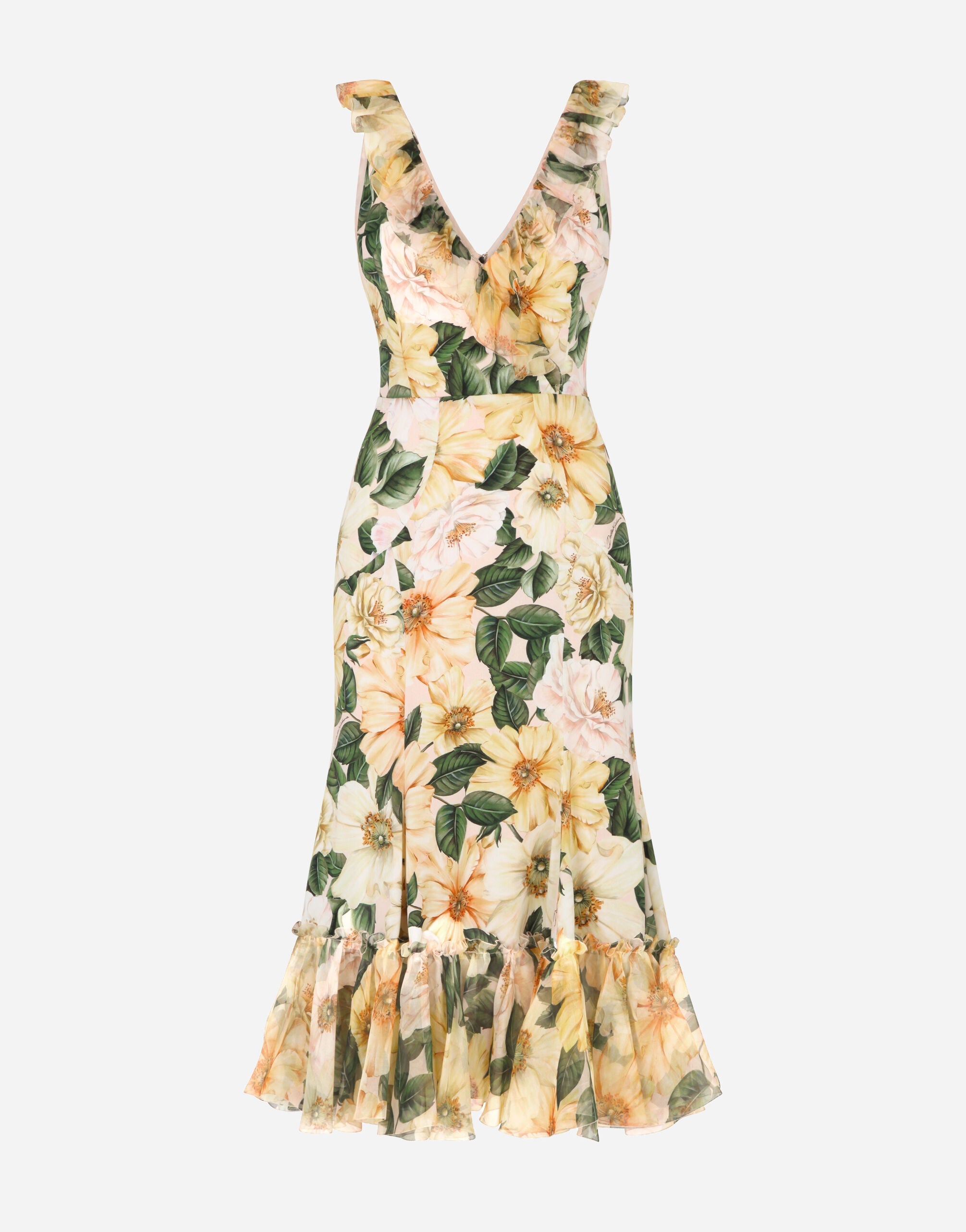 Robe midi ? imprimé fleuri et queue de poisson