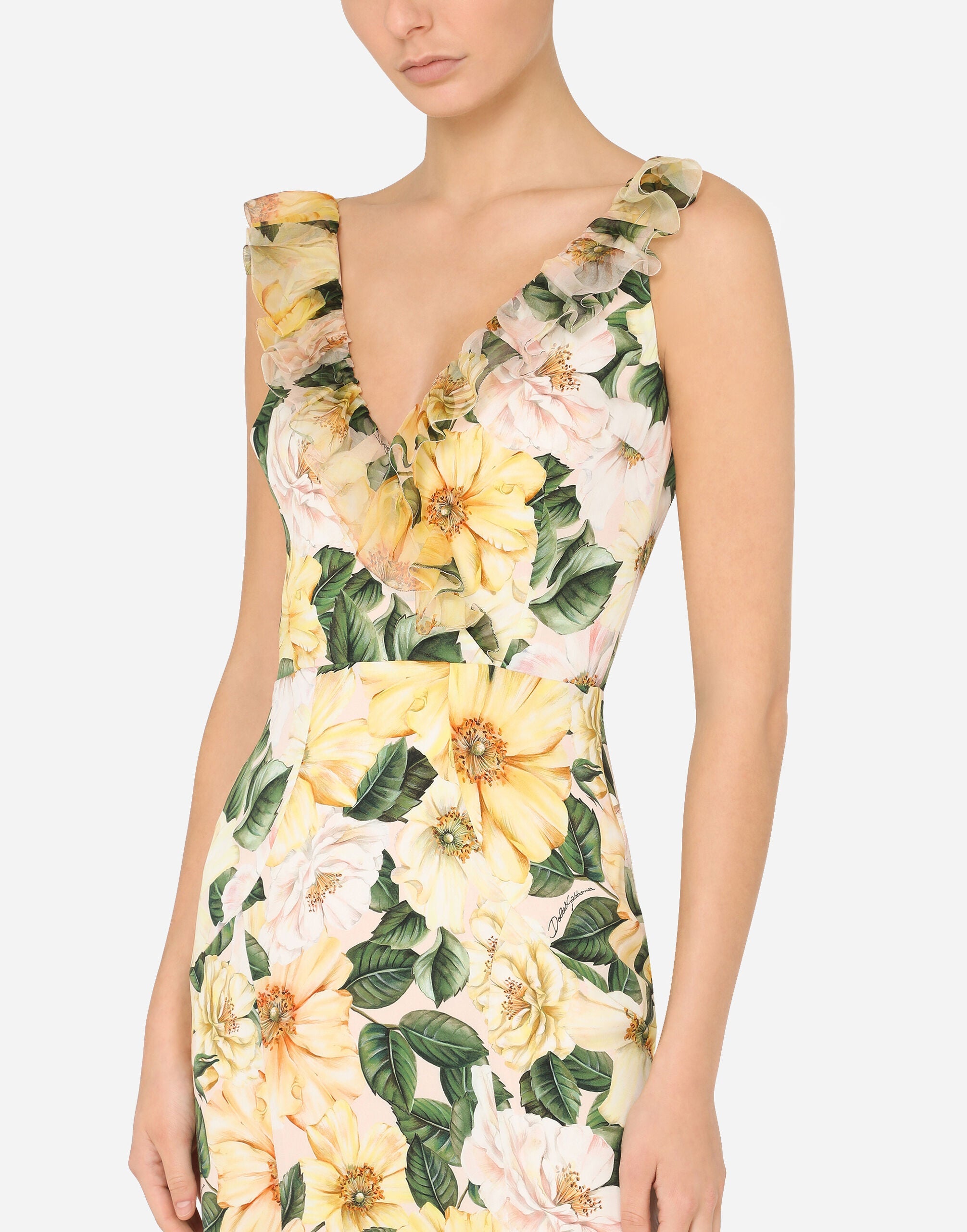 Robe midi ? imprimé fleuri et queue de poisson