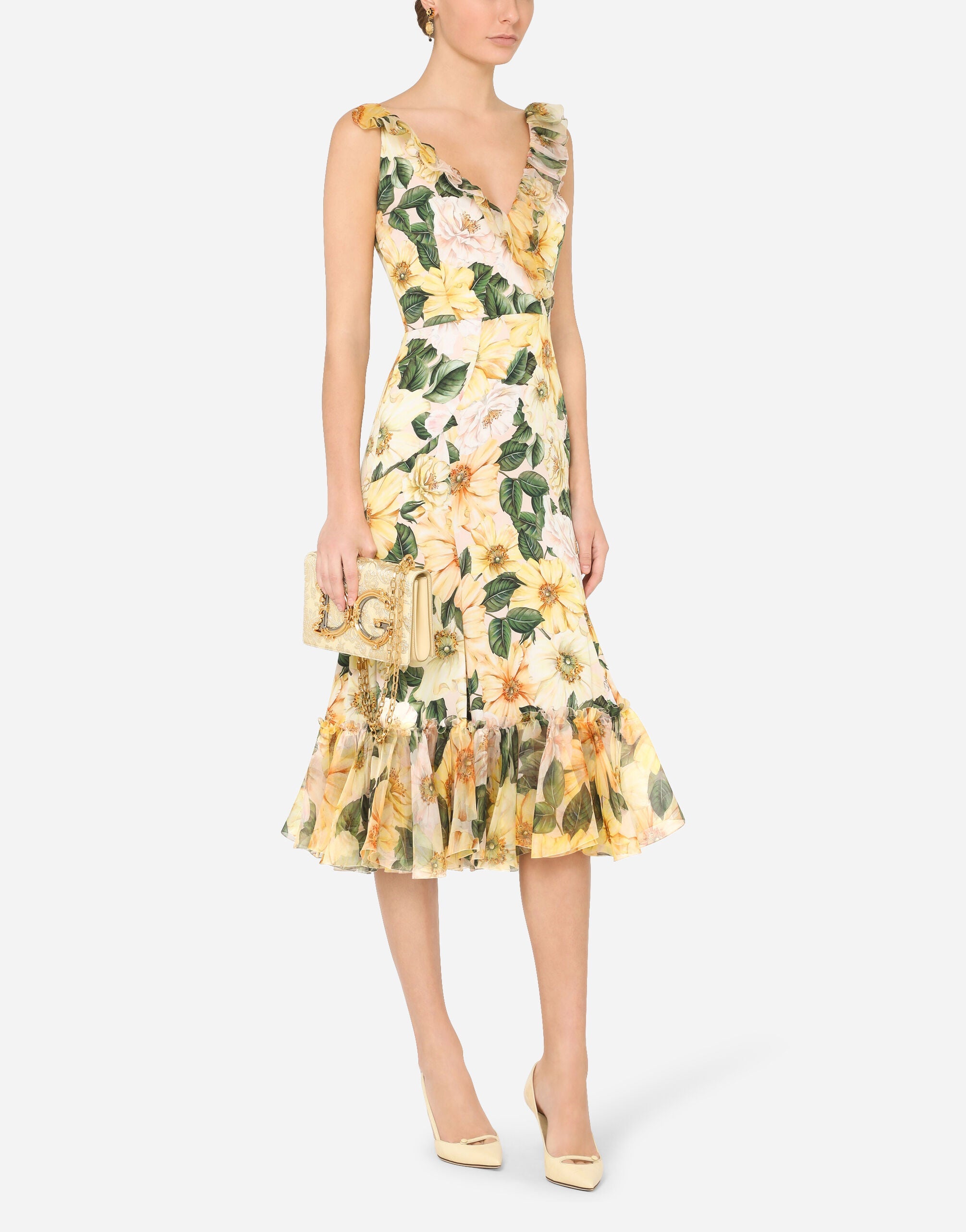 Robe midi ? imprimé fleuri et queue de poisson