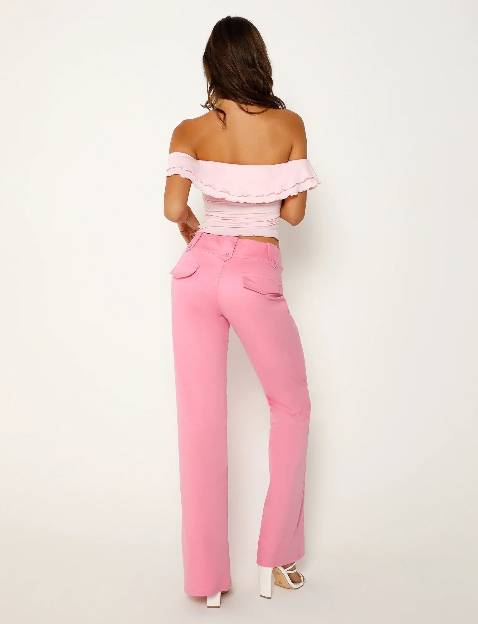 Top rose torsadé texturé avec pantalon
