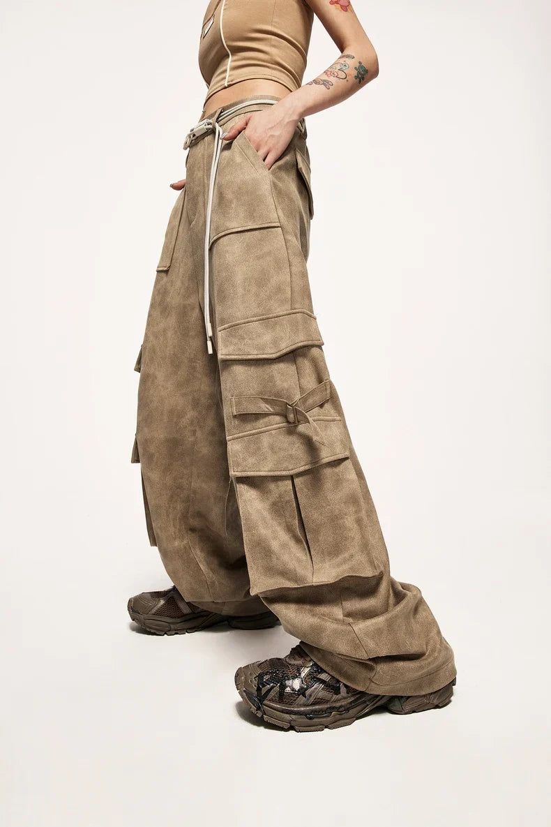 Pantalon cargo en daim vieilli vintage